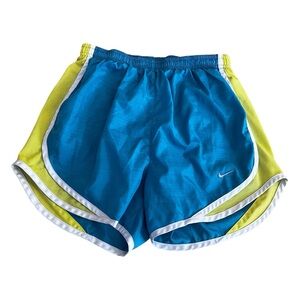 Nike Blue and Yellow Running Track Shorts Like New Bright Colorblock
